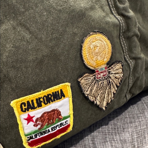 Free People Bag Been There Badge Green Oversized Large Weekender Travel Tote - Picture 10 of 17